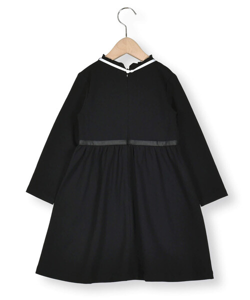 BeBe Petits Pois Vert（ベベプチポワヴェール）の「【お揃い】リボン付きチェック無地ワンピース(110~130㎝)（ワンピース・キッズ・ブルー系その他2/ブラック・110cm/130cm/120cm）」の12枚目の写真