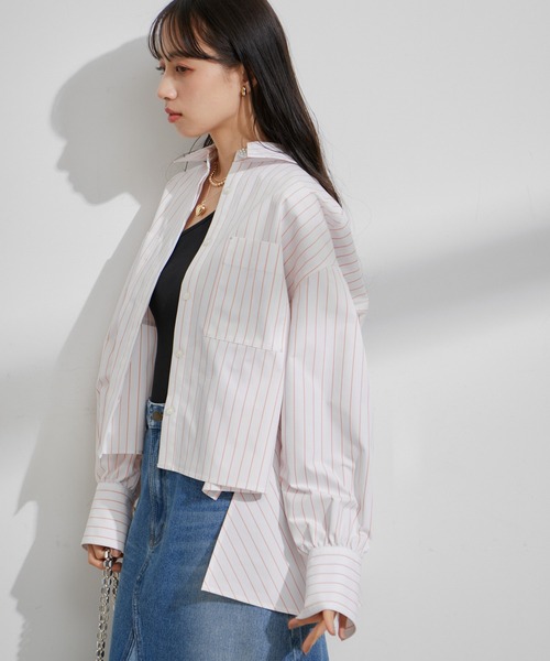 VIS（ビス）の「【洗える】タイプライタービックフレアシャツ（シャツ/ブラウス・レディース・ブルー系その他4/サックスブルー/ホワイト/ホワイト系その他・FREE）」の17枚目の写真