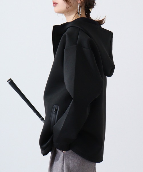 FUNALIVE（ファンアライブ）の「Super stretch full zip hoodie / スーパーストレッチフルジップパーカー フーディー unisex（パーカー・メンズ・ブラック/杢グレー・L/XL/M）」の4枚目の写真