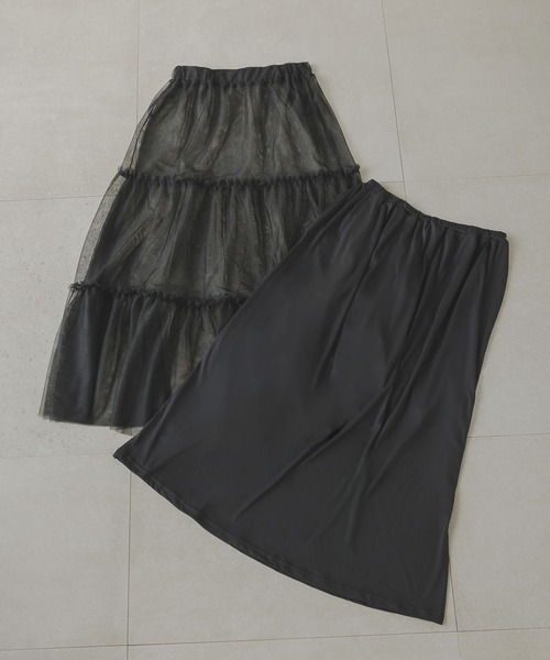 rectangle（レクタングル）の「2WAYチュールティアードスカート（スカート・レディース・ブラック/アイボリー/ドット・FREE）」の10枚目の写真