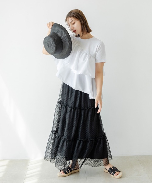 rectangle（レクタングル）の「2WAYチュールティアードスカート（スカート・レディース・ブラック/アイボリー/ドット・FREE）」の17枚目の写真