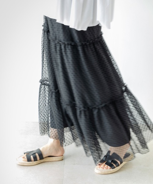 rectangle（レクタングル）の「2WAYチュールティアードスカート（スカート・レディース・ブラック/アイボリー/ドット・FREE）」の16枚目の写真