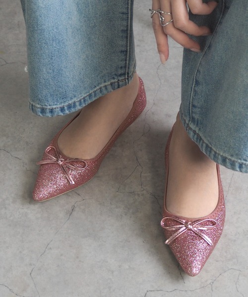 minia（ミニア）の「メタリックギャザーバレエ（バレエシューズ・レディース・シルバー/ゴールド系/レッド系/ブラック系・S/M/L/LL）」の3枚目の写真