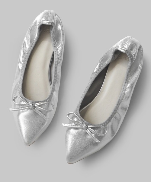 minia（ミニア）の「メタリックギャザーバレエ（バレエシューズ・レディース・シルバー/ゴールド系/レッド系/ブラック系・S/M/L/LL）」の7枚目の写真