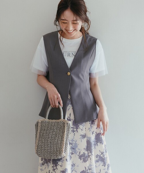 ANY SIS（エニィスィス）の「バイカラーミニカゴショルダー バッグ（ショルダーバッグ・レディース・ベージュ系/ライトグレー系・2）」の2枚目の写真