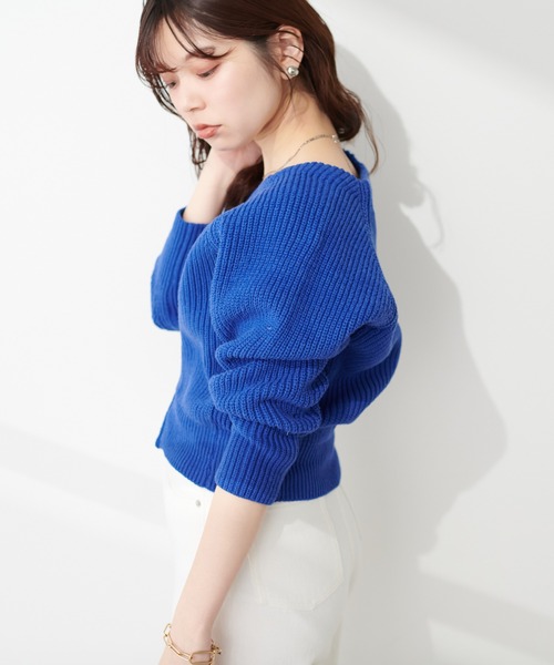 natural couture（ナチュラルクチュール）の「WZIPアイレットカーデ（カーディガン/ボレロ・レディース・ブルー/グレー/オフホワイト/ブラック/パープル・FREE）」の18枚目の写真