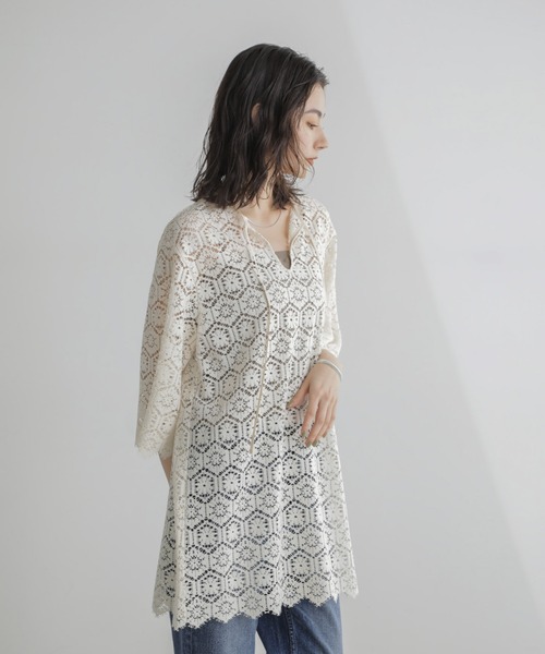 セール】クロシェタイルレースチュニックブラウス(セットアップ可