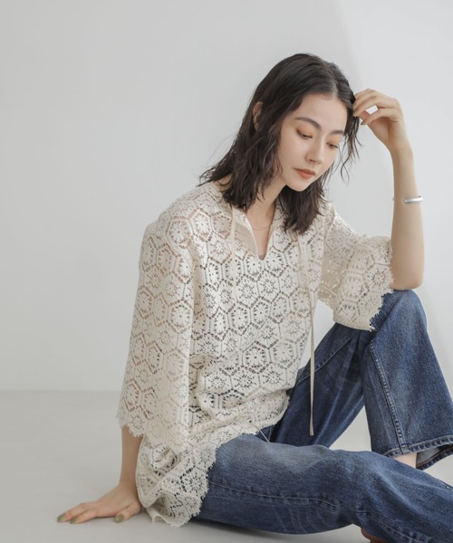 セール】クロシェタイルレースチュニックブラウス(セットアップ可