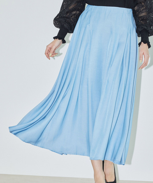 Jayro(ジャイロ)の「リヨセルタックフレアースカート(スカート・レディース・チャコールグレー/イエロー/サックスブルー・FREE)」の3枚目の写真