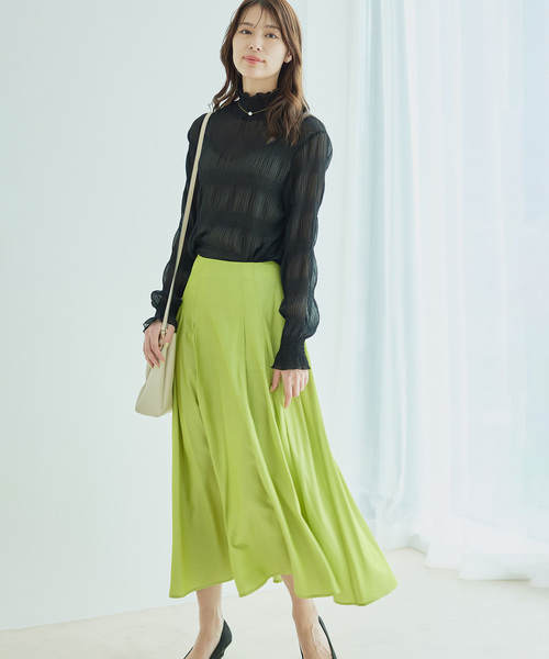 Jayro(ジャイロ)の「リヨセルタックフレアースカート(スカート・レディース・チャコールグレー/イエロー/サックスブルー・FREE)」の6枚目の写真