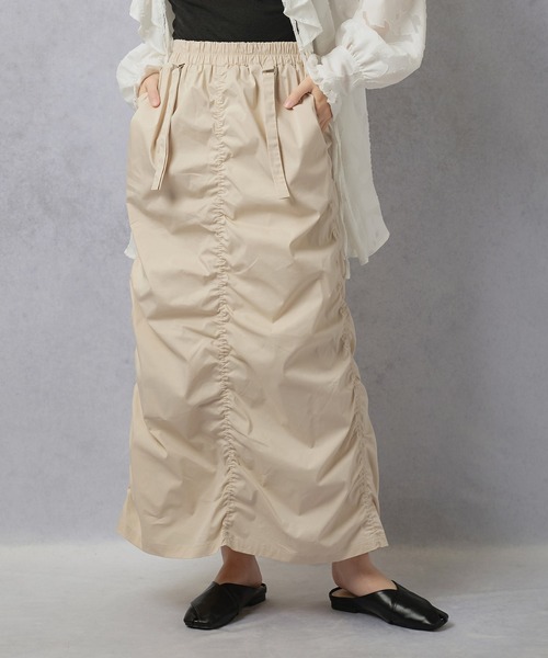 Lull（ルル）の「【Lull / ルル】ミリタリーギャザースカート（スカート・レディース・カーキ/ブラック/ベージュ・ONESIZE）」の2枚目の写真