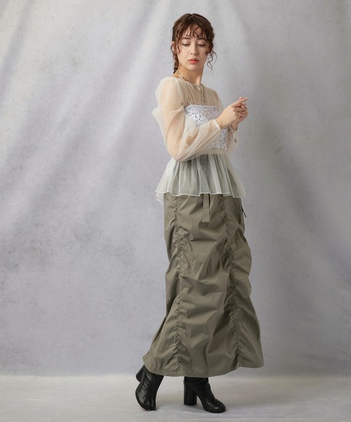 Lull（ルル）の「【Lull / ルル】ミリタリーギャザースカート（スカート・レディース・カーキ/ブラック/ベージュ・ONESIZE）」の20枚目の写真