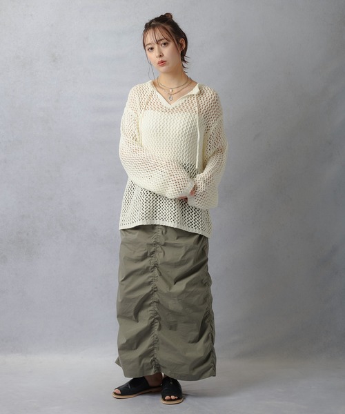 Lull（ルル）の「【Lull / ルル】ミリタリーギャザースカート（スカート・レディース・カーキ/ブラック/ベージュ・ONESIZE）」の13枚目の写真