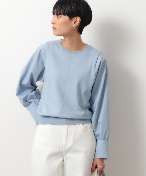 OPAQUE.CLIP（オペークドットクリップ）の「◆スリーブフハクドッキングニット【洗濯機洗い可】（ニット/セーター・レディース・ホワイト/ベージュ/ライトブルー/ブラック系4・40/38/36）」の20枚目の写真