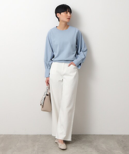 OPAQUE.CLIP（オペークドットクリップ）の「◆スリーブフハクドッキングニット【洗濯機洗い可】（ニット/セーター・レディース・ホワイト/ベージュ/ライトブルー/ブラック系4・40/38/36）」の21枚目の写真