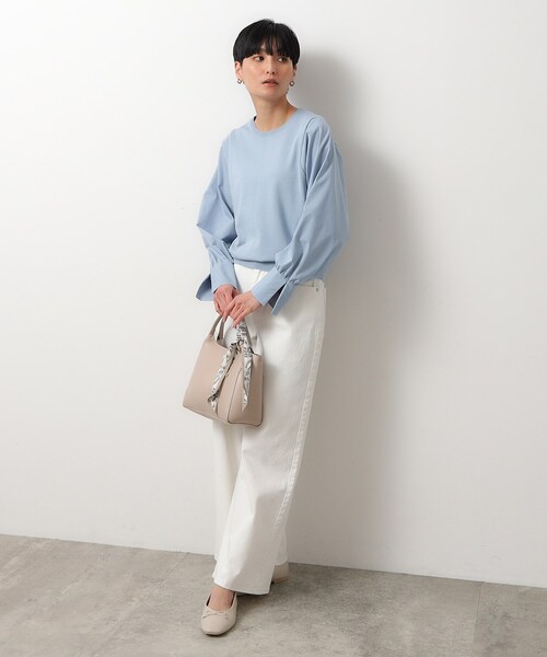 OPAQUE.CLIP（オペークドットクリップ）の「◆スリーブフハクドッキングニット【洗濯機洗い可】（ニット/セーター・レディース・ホワイト/ベージュ/ライトブルー/ブラック系4・40/38/36）」の22枚目の写真