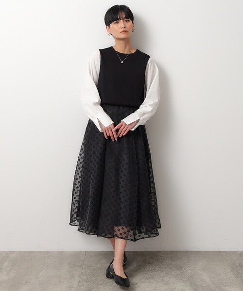 OPAQUE.CLIP（オペークドットクリップ）の「◆スリーブフハクドッキングニット【洗濯機洗い可】（ニット/セーター・レディース・ホワイト/ベージュ/ライトブルー/ブラック系4・40/38/36）」の13枚目の写真