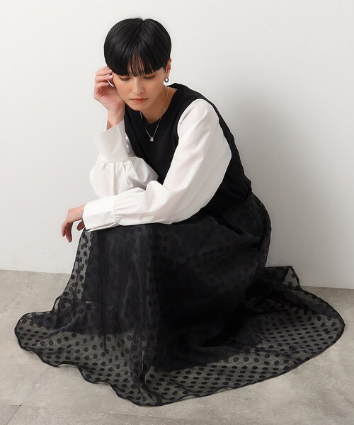 OPAQUE.CLIP（オペークドットクリップ）の「◆スリーブフハクドッキングニット【洗濯機洗い可】（ニット/セーター・レディース・ホワイト/ベージュ/ライトブルー/ブラック系4・40/38/36）」の15枚目の写真