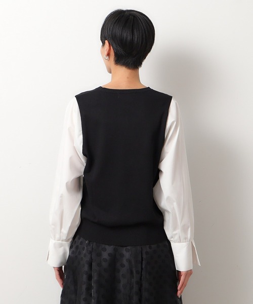 OPAQUE.CLIP（オペークドットクリップ）の「◆スリーブフハクドッキングニット【洗濯機洗い可】（ニット/セーター・レディース・ホワイト/ベージュ/ライトブルー/ブラック系4・40/38/36）」の10枚目の写真