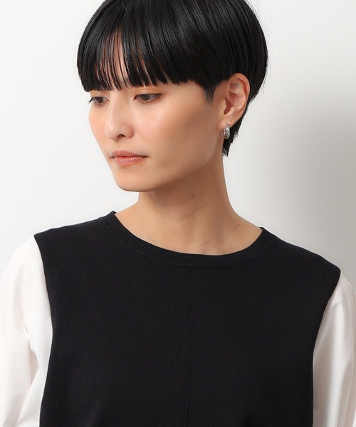 OPAQUE.CLIP（オペークドットクリップ）の「◆スリーブフハクドッキングニット【洗濯機洗い可】（ニット/セーター・レディース・ホワイト/ベージュ/ライトブルー/ブラック系4・40/38/36）」の11枚目の写真