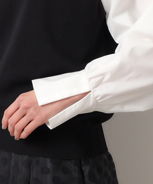 OPAQUE.CLIP（オペークドットクリップ）の「◆スリーブフハクドッキングニット【洗濯機洗い可】（ニット/セーター・レディース・ホワイト/ベージュ/ライトブルー/ブラック系4・40/38/36）」の12枚目の写真