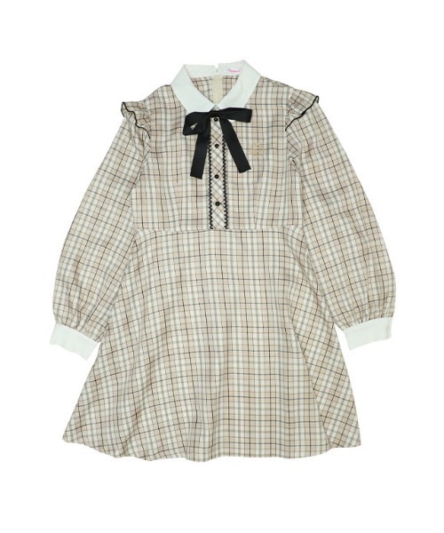 PINKHUNT(ピンクハント)の「PINKHUNT ピンクハント リボン付き肩フリル ワンピース 9309K(ワンピース・キッズ・ベビーピンク/ベージュ・130cm/140cm/150cm/160cm/120cm)」の4枚目の写真