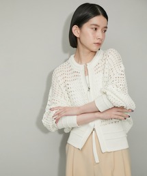 ADAM ET ROPE'（アダムエロペ）の「【WEB限定・洗える・追加】メッシュニットブルゾン（カーディガン/ボレロ）」