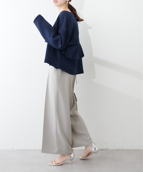 natural couture（ナチュラルクチュール）の「BIGパールフリルジャケット（テーラードジャケット・レディース・ブラック/ネイビー/ベージュ・FREE）」の15枚目の写真