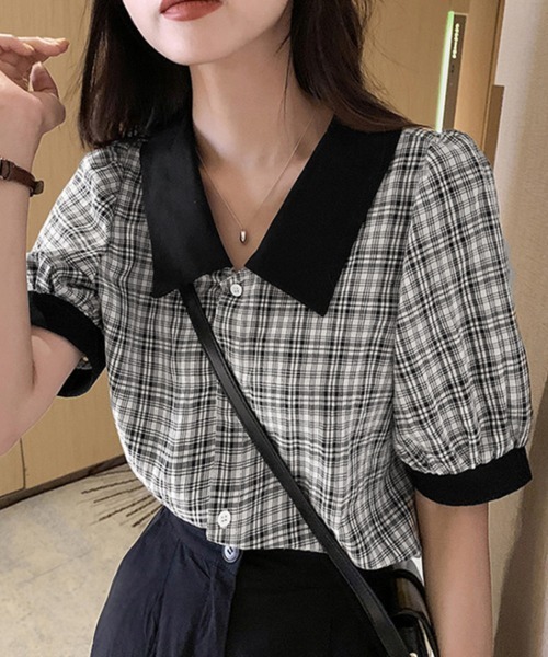 Miniministore(ミニミニストア)の「グレンチェック 柄 シャツ ブラウス 夏(シャツ/ブラウス・レディース・ブラック・XL/L)」の8枚目の写真