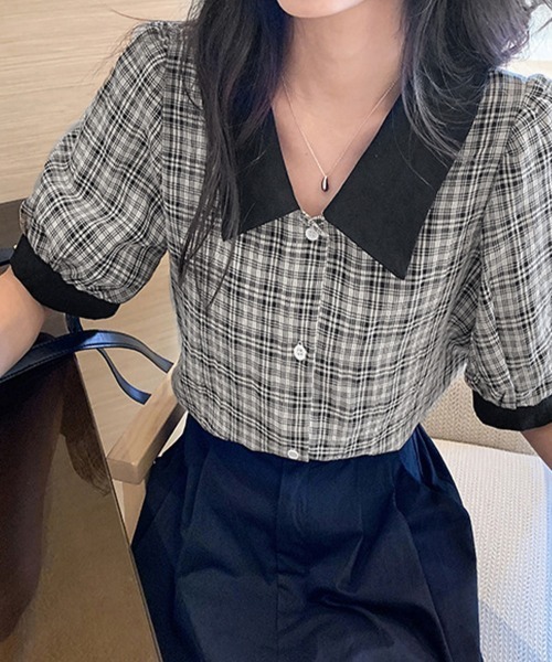 Miniministore(ミニミニストア)の「グレンチェック 柄 シャツ ブラウス 夏(シャツ/ブラウス・レディース・ブラック・XL/L)」の9枚目の写真