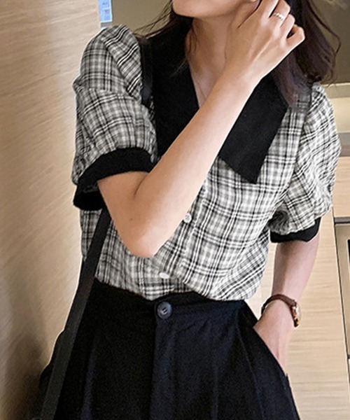 Miniministore(ミニミニストア)の「グレンチェック 柄 シャツ ブラウス 夏(シャツ/ブラウス・レディース・ブラック・XL/L)」の10枚目の写真