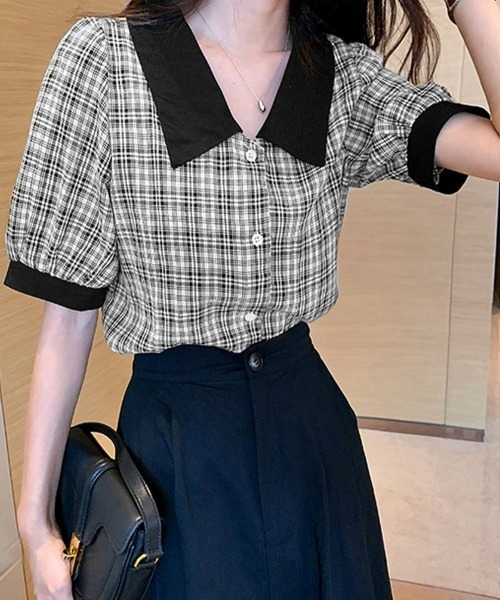 Miniministore(ミニミニストア)の「グレンチェック 柄 シャツ ブラウス 夏(シャツ/ブラウス・レディース・ブラック・XL/L)」の13枚目の写真