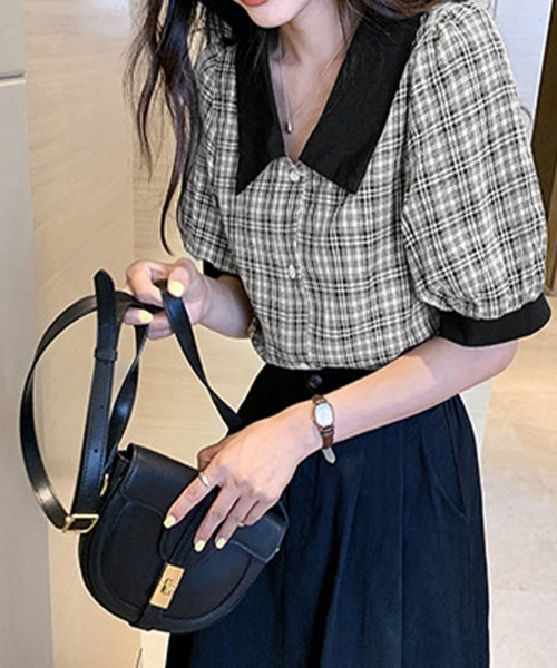 Miniministore(ミニミニストア)の「グレンチェック 柄 シャツ ブラウス 夏(シャツ/ブラウス・レディース・ブラック・XL/L)」の14枚目の写真