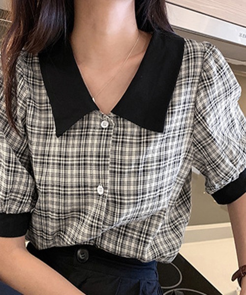 Miniministore(ミニミニストア)の「グレンチェック 柄 シャツ ブラウス 夏(シャツ/ブラウス・レディース・ブラック・XL/L)」の16枚目の写真