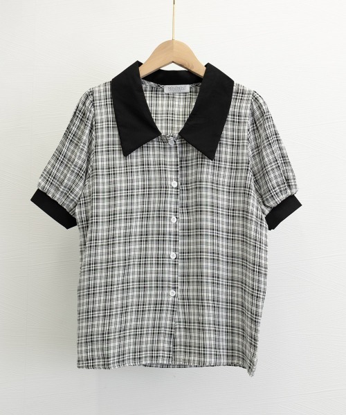 Miniministore(ミニミニストア)の「グレンチェック 柄 シャツ ブラウス 夏(シャツ/ブラウス・レディース・ブラック・XL/L)」の2枚目の写真