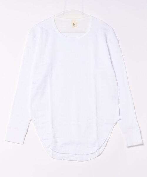 VIBGYOR（ヴィブジョー）の「裾ラウンド ロング丈 長袖 クルーネック ワッフル＆天竺＆ボーダー（Tシャツ/カットソー・メンズ・ブラック系その他/ホワイト×グレー/ホワイト×ブラック/ブラック/ホワイト/ホワイト系その他・LARGE/MEDIUM）」の13枚目の写真
