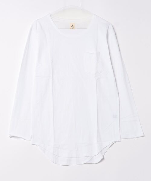 VIBGYOR（ヴィブジョー）の「裾ラウンド ロング丈 長袖 クルーネック ワッフル＆天竺＆ボーダー（Tシャツ/カットソー・メンズ・ブラック系その他/ホワイト×グレー/ホワイト×ブラック/ブラック/ホワイト/ホワイト系その他・LARGE/MEDIUM）」の16枚目の写真
