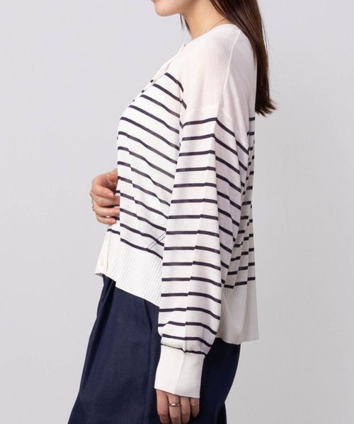 HusHusH（ハッシュアッシュ）の「HusHusH ハッシュアッシュ ニットカーディガン（カーディガン/ボレロ・レディース・ブラック/ホワイト×ネイビー/ベージュ・M/L/S）」の9枚目の写真