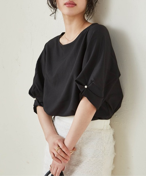 RANAN（ラナン）の「[接触冷感/防シワ]パフ袖タックデザインブラウス（シャツ/ブラウス・レディース・ブルー/ブラック/ライトグレー/ベージュ/オフホワイト/ネイビー・L/M/LL）」の11枚目の写真