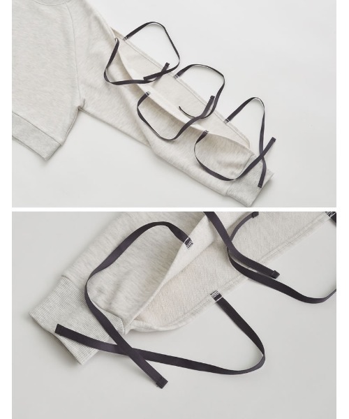 Re:EDIT（リエディ）の「裏毛袖リボンクロップドプルオーバー