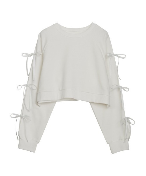 Re:EDIT（リエディ）の「裏毛袖リボンクロップドプルオーバー