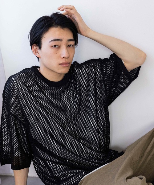 アンサンブル メッシュニットレイヤーＳＳ　114348 セール】メッシュニットレイヤーSS 114348（アンサンブル
