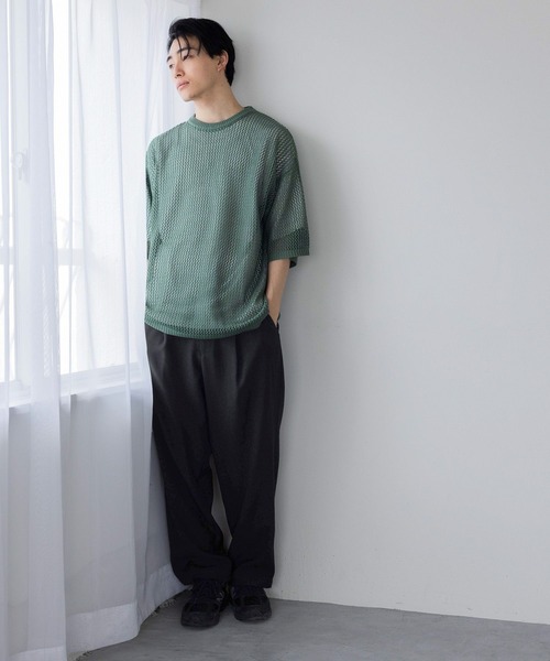 アンサンブル メッシュニットレイヤーＳＳ　114348 セール】メッシュニットレイヤーSS 114348（アンサンブル