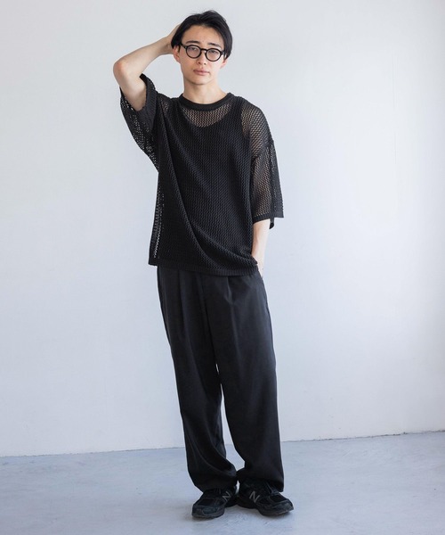 アンサンブル メッシュニットレイヤーＳＳ　114348 セール】メッシュニットレイヤーSS 114348（アンサンブル