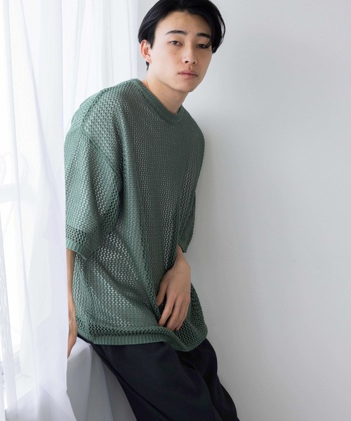 アンサンブル メッシュニットレイヤーＳＳ　114348 セール】メッシュニットレイヤーSS 114348（アンサンブル