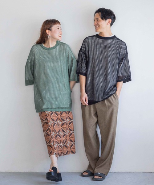 アンサンブル メッシュニットレイヤーＳＳ　114348 セール】メッシュニットレイヤーSS 114348（アンサンブル