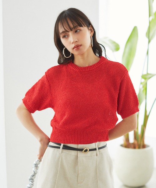 VIS(ビス)の「コンパクトシアーニットプルオーバー(ニット/セーター・レディース・スミクロ/キナリ/レッド系その他/サックスブルー・FREE)」の5枚目の写真