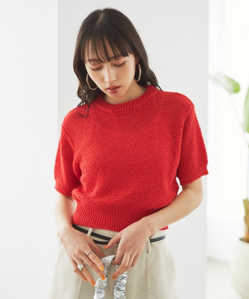 VIS(ビス)の「コンパクトシアーニットプルオーバー(ニット/セーター・レディース・スミクロ/キナリ/レッド系その他/サックスブルー・FREE)」の7枚目の写真