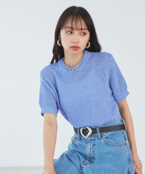 VIS(ビス)の「コンパクトシアーニットプルオーバー(ニット/セーター・レディース・スミクロ/キナリ/レッド系その他/サックスブルー・FREE)」の15枚目の写真