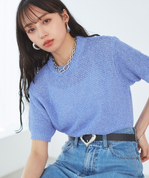 VIS(ビス)の「コンパクトシアーニットプルオーバー(ニット/セーター・レディース・スミクロ/キナリ/レッド系その他/サックスブルー・FREE)」の17枚目の写真